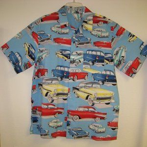 Hawaiian style shirt with Tri Five Chevy theme. Size extra Large. $57
